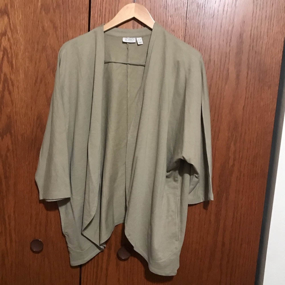 LOGO Lori Goldstein Size XL Women's Open Front Cardigan Sweater Topper Duster